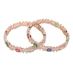 YouBella Set Of 2 Rose Gold-Plated & Stone Studded Bangle image 3