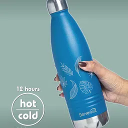 Servewell Indus Blue Printed Leak Proof Water Bottle - 750 ML image 2