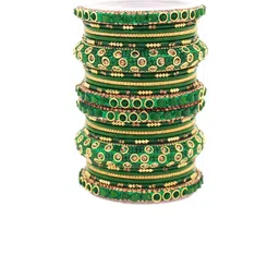 leshya Set Of 26 Brass-Plated Stone-Studded & Beaded Bangle image 4