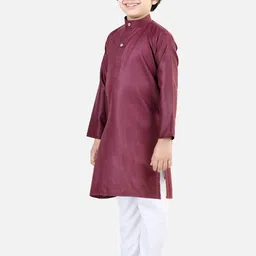 BownBee Boys Band Collar Straight Kurta with Pyjamas image 2