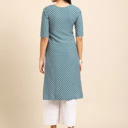 7threads KALINI Women Pack Of 2 Blue & Maroon Geometric Printed Crepe Kurta image 5