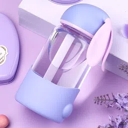 WELOUR Lavender & Pink 2 Pieces Glass Solid Water Bottle image 2