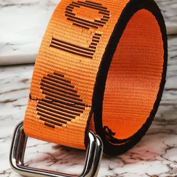 Roadster Men Orange-Coloured Typography Printed D-Ring Buckle Belt-image-31