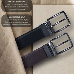 Pacific Gold Men Textured Reversible Belt image 3