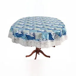 Stylista Blue & White Floral Waterproof Round 6 Seater Table Cover-image-23