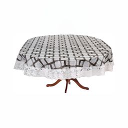 Stylista Black & Grey Geometric Printed Waterproof Oval 6-Seater Table Cover-picture-9