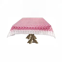 Stylista Red & White Floral Printed Waterproof Rectangle 12-Seater Table Cover image 2