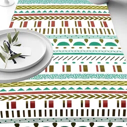 HOMADORN Green & Red Self Design 4 Seater Table Runners image 2