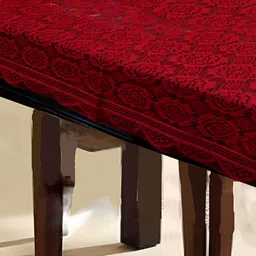 BIGGER FISH Maroon Cotton 6-Seater Table Cover image 2