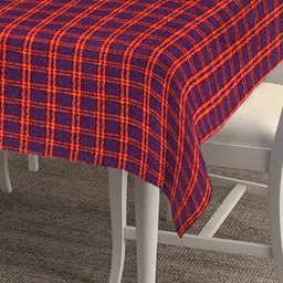 KLOTTHE Purple & Orange Woven-Design 6 Seater Rectangular Cotton Table Cover image 4