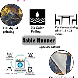 HOMADORN Blue & Beige Printed 6-Seater Table Cover image 3