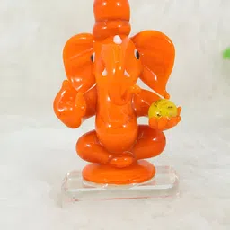 NMII Orange & Yellow Lord Ganesha Religious Idol Showpiece-image-0