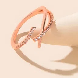 KARISHMA KREATIONS Rose Gold-Plated Stone Studded Adjustable Finger Ring-picture-29