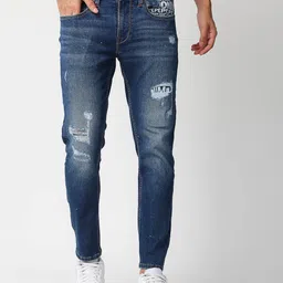 Pepe Jeans Men Blue Skinny Fit Low Distress Heavy Fade Stretchable Jeans-picture-57