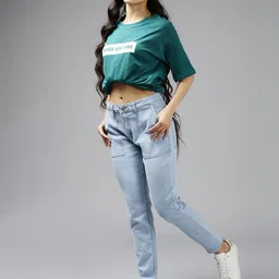 UTH by Roadster Girls Blue Solid Mid-Rise Stretchable Jeans-picture-47