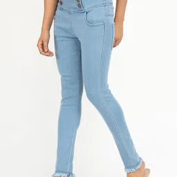 BAESD Women Jean Mid-Rise Frayed Denim Cotton Jeans image 2