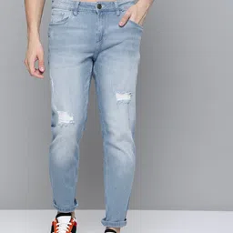 Harvard Men Blue Low Distress Light Fade Stretchable Jeans image 2