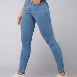 DOLCE CRUDO Women Blue Skinny Fit High-Rise Clean Look Stretchable Jeans-image-3