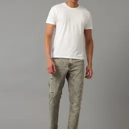 Voi Jeans Men Comfort Mildly Distressed Heavy Fade Stretchable Jeans image 3