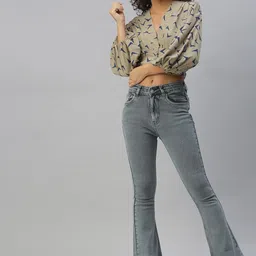 SHOWOFF Women Grey Bootcut High-Rise Stretchable Jeans image 4