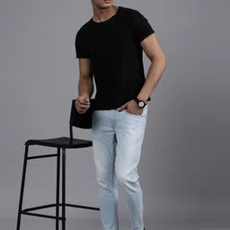 WROGN Men Slim Fit Mid-Rise Light Fade Clean Look Stretchable Jeans image 2