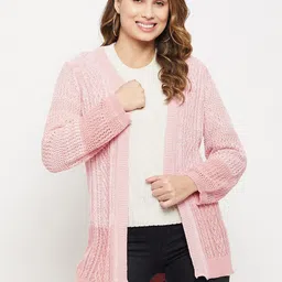 Madame Women Acrylic Cable Knit Longline Cardigan-picture-10