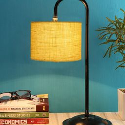 Devansh Yellow Jute Shade Cylinder Shaped Iron Table Lamp-picture-19