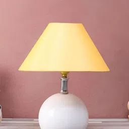 BrightDaisy Yellow Printed Metal Frusturical Shaped Table Lamp image 4