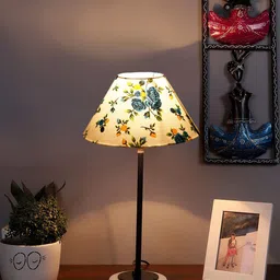 Devansh Printed Cotton Table Lamp With Wooden Base image 4