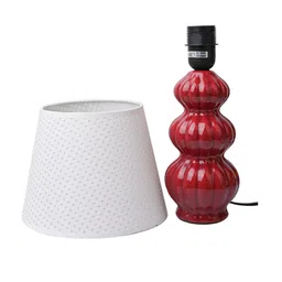 MARKET99 White & Brown Textured Ceramic Table Lamp image 4