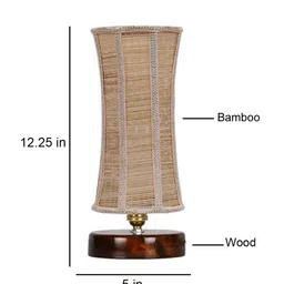 Devansh Beige Textured  Wood Table Lamp image 4