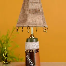 AAKRITI ART CREATIONS Brown Hand Knitted Table Lamp-image-6