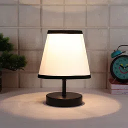 Devansh White & Brown Wooden Contemporary Table Lamp image 3