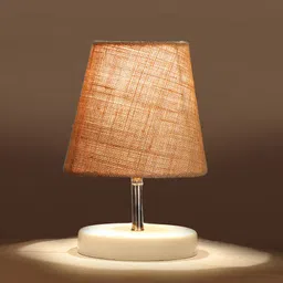 Devansh Beige Jute Round Wooden white Table Lamp image 4