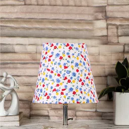 Devansh White Floral Printed Wooden Table Lamp image 4