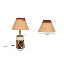 AAKRITI ART CREATIONS Brown & Beige Jute & Terracotta Handcrafted Table Lamp image 3