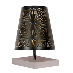 Devansh Black & White Metal Textured Contemporary Table Lamp image 5