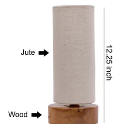 Devansh White Cylinder Solid Wooden Table Lamp image 4