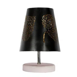 Devansh Black & White Metal Textured Contemporary Table Lamp image 4