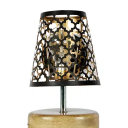 Devansh Black & Beige Wooden Printed Contemporary Table Lamp image 5