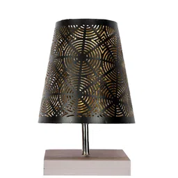 Devansh Black & White Metal Textured Contemporary Table Lamp image 4