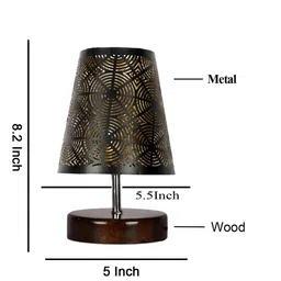 Devansh Black & Brown Wooden Printed Contemporary Table Lamp image 5