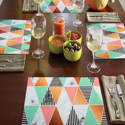 LUXEHOME INTERNATIONAL Set Of 4 White & Green Printed Rubber Table Placemats-picture-27