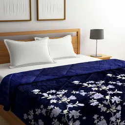 Arrabi Blue & White Floral Heavy Winter Double Bed Quilt-picture-57