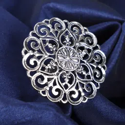 Bhana Fashion Women Silver-Toned Oxidised Adjustable Finger Ring-picture-37