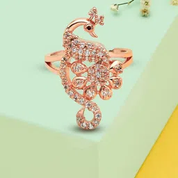 AMI Rose Gold-Plated Peacock Adjustable Ring image 1