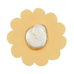 Silvermerc Designs Gold-Plated White Pearl Studded Handcrafted Adjustable Ring image 2