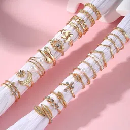 Jewels Galaxy Set Of 23 Gold-Plated Stackable Finger Rings-picture-53