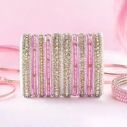 leshya Set of 30 Brass-Plated Stone-Studded Bangles-picture-32
