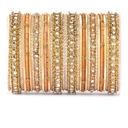 leshya Set Of 30 Brass-Plated Stones & Studded Bangles-picture-58